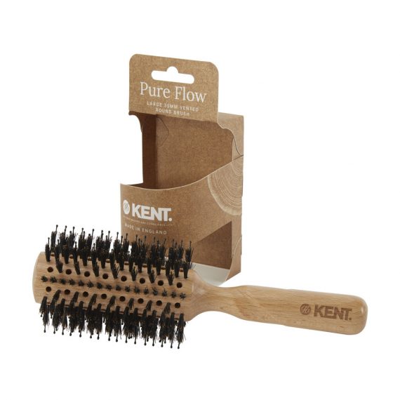 Kent Brushes LPF5 - Pure Flow Large Vented 35mm Bristle Nylon Mix Round Hair Brush